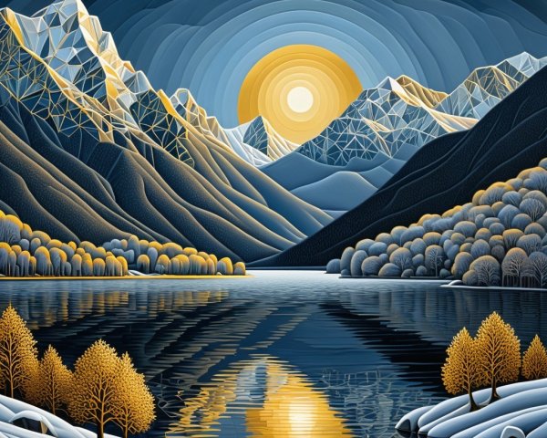 Serene Mountain Landscape with Reflective Lake and Trees