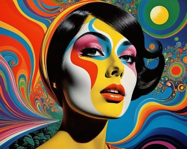 Vibrant Portrait of Woman with Abstract Face Paint