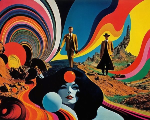 Surreal Landscape with Vibrant Colors and Abstract Forms