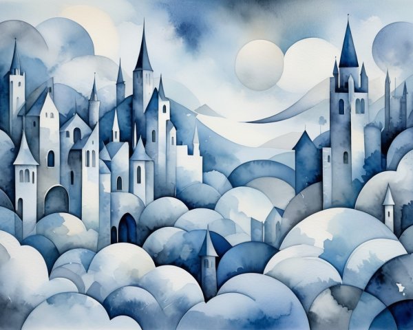 Dreamy Castle Landscape with Ethereal Atmosphere