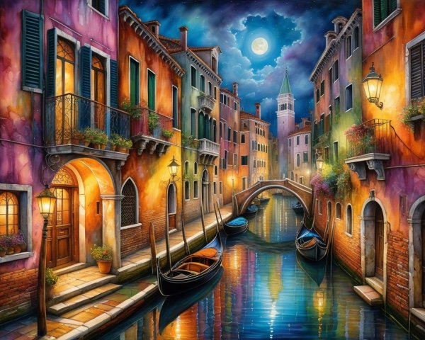 Enchanting Evening Scene of a Canal in Venice