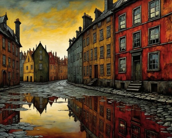 Charming Cobblestone Street with Historic Buildings