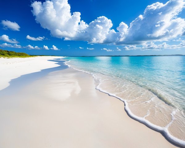 Serene Beach Scene with Soft Sand and Turquoise Sea