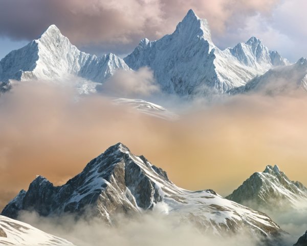 Mountain Landscape with Dramatic Pastel Sky