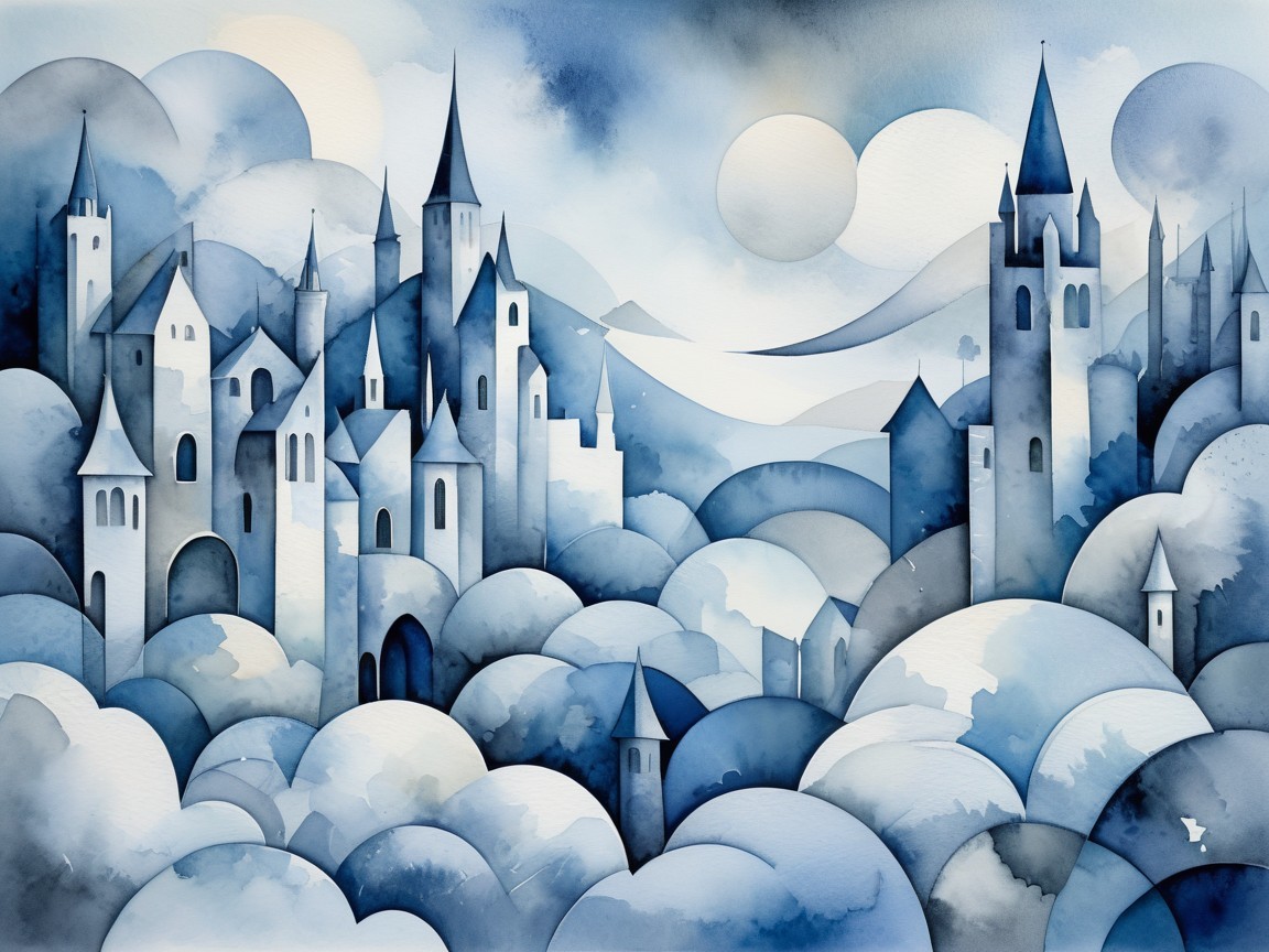 Dreamy Castle Landscape with Ethereal Atmosphere