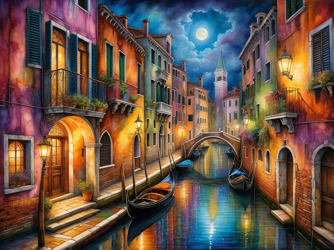 Enchanting Evening Scene of a Canal in Venice