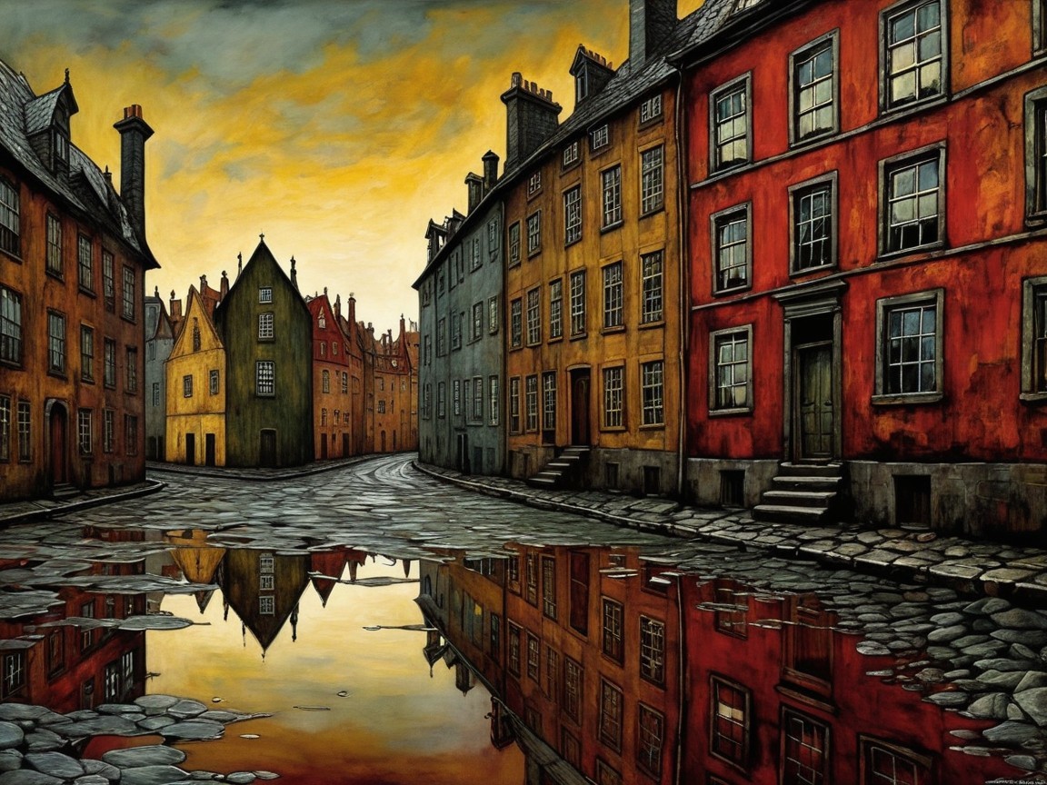 Charming Cobblestone Street with Historic Buildings