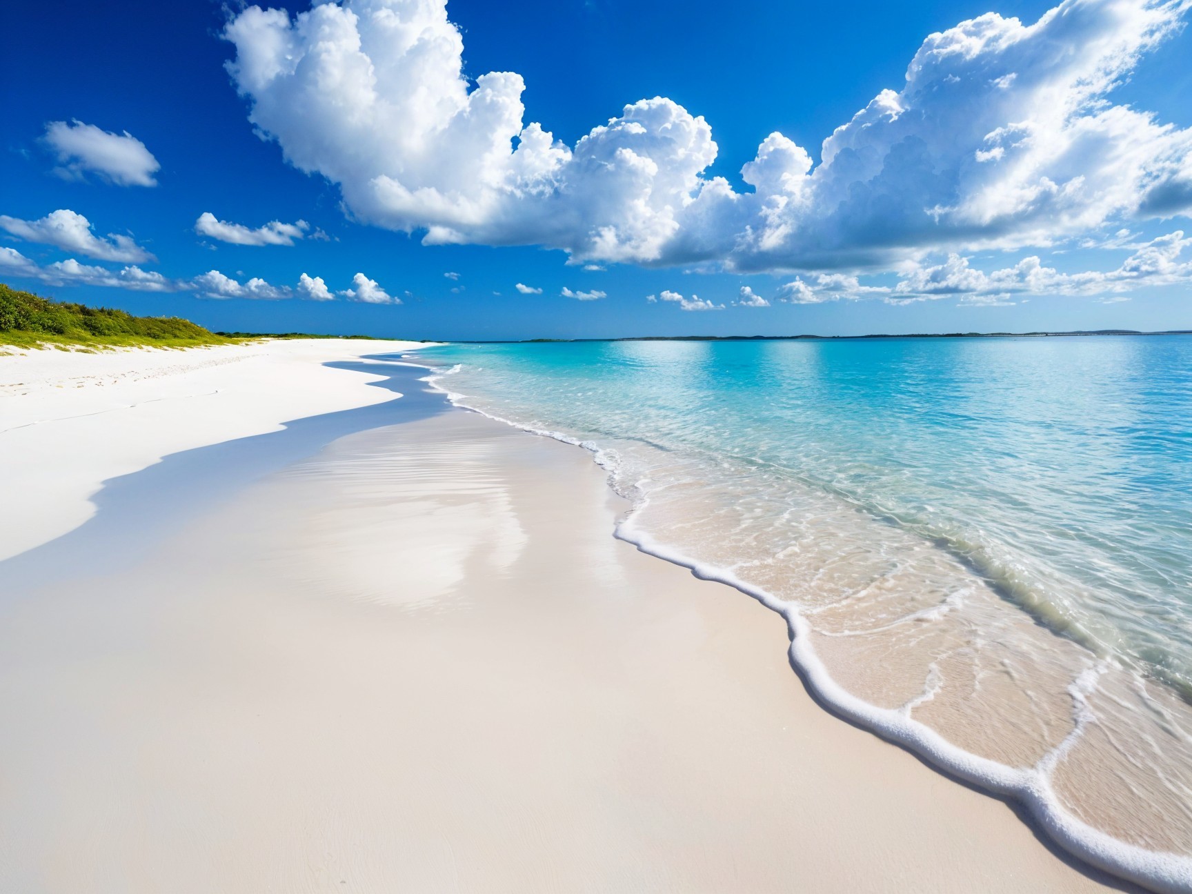 Serene Beach Scene with Soft Sand and Turquoise Sea