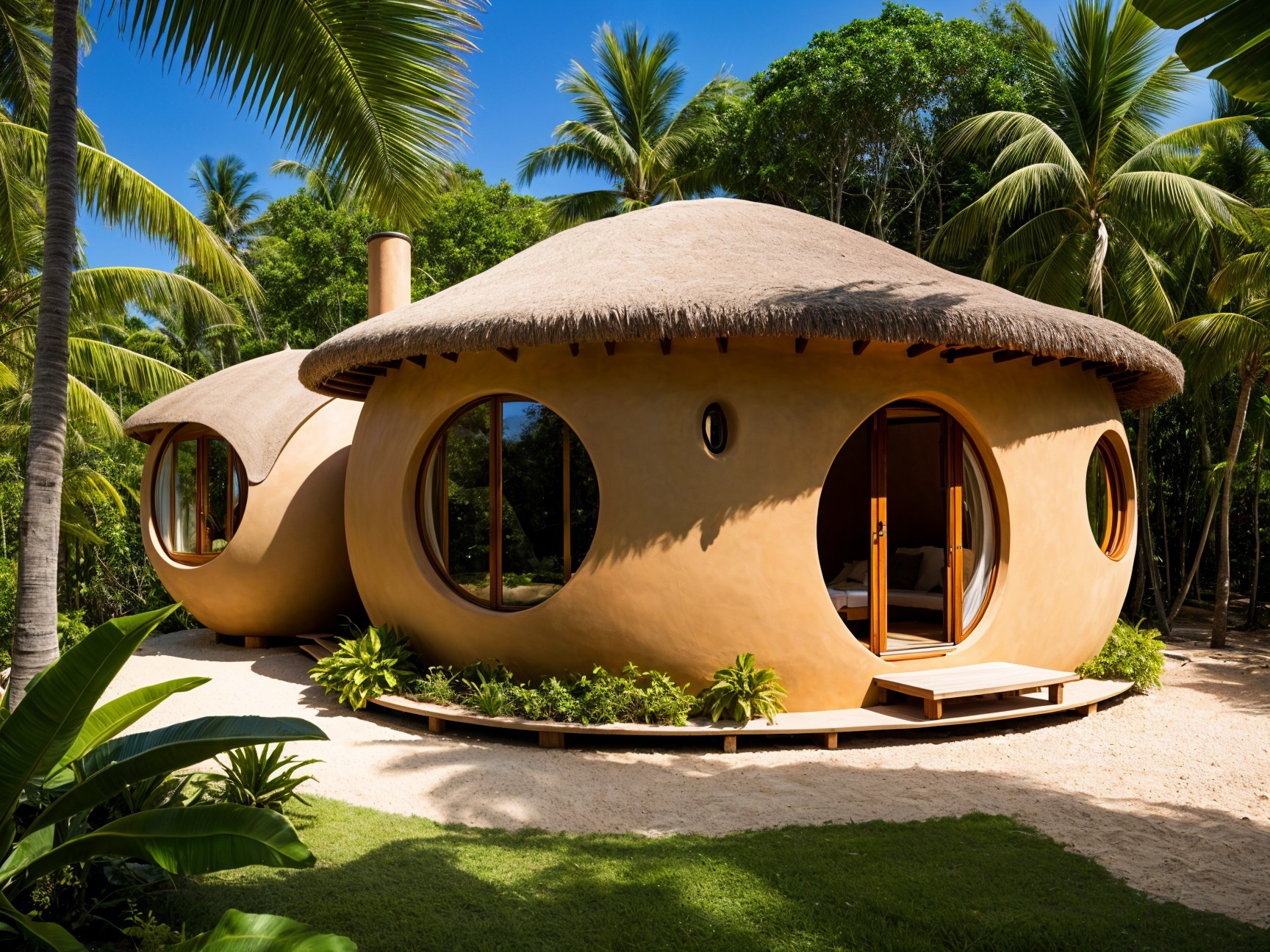 Whimsical Round Houses in a Tropical Setting