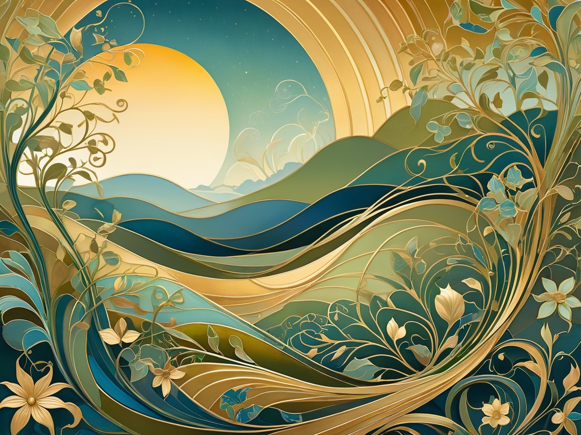 Vibrant Landscape with Flowing Hills and Flora