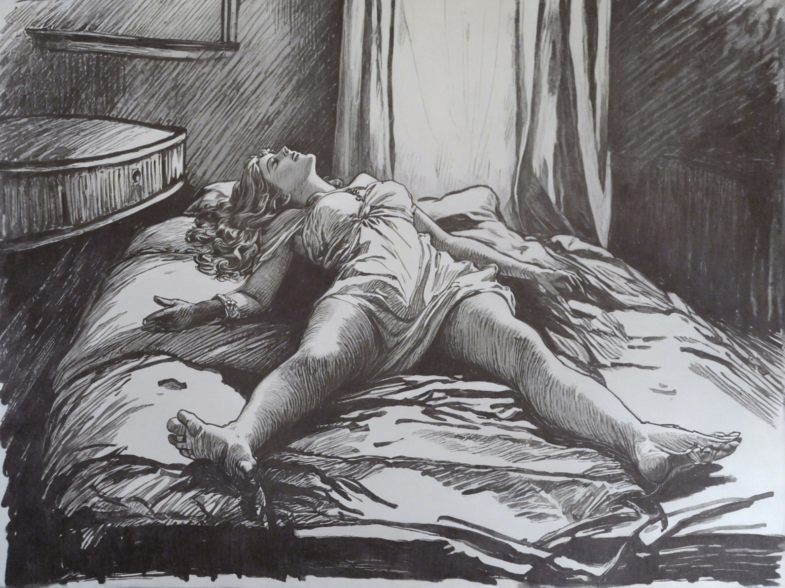 Reclining Woman in Dimly Lit Intimate Setting