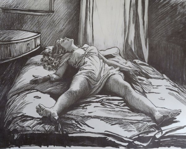 Reclining Woman in Dimly Lit Intimate Setting