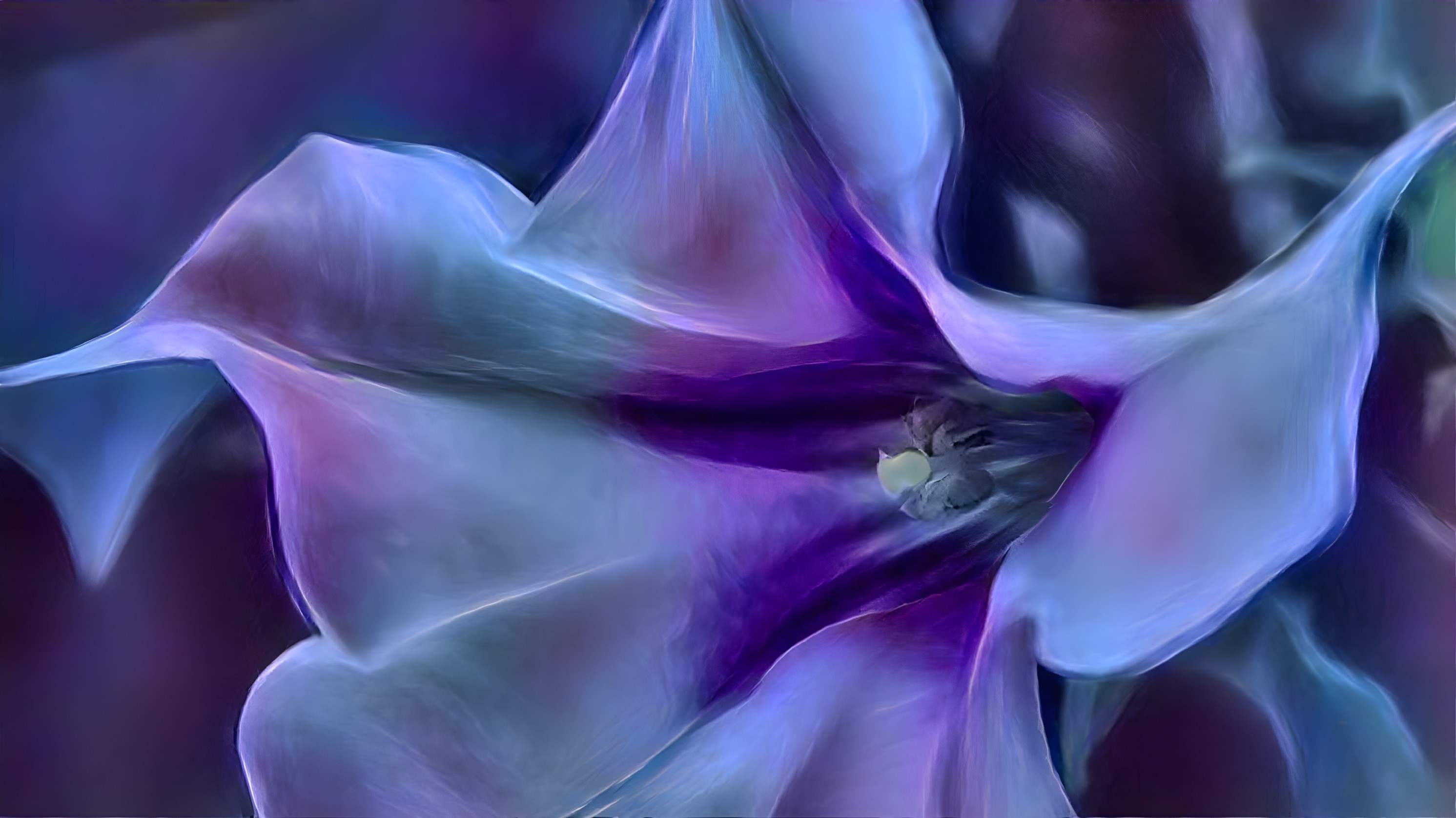 Close-up of a delicate flower with purple and blue petals