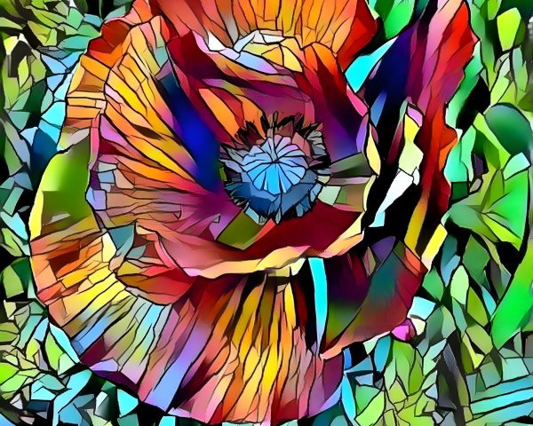 Vibrant Abstract Flower Representation with Mosaic Colors