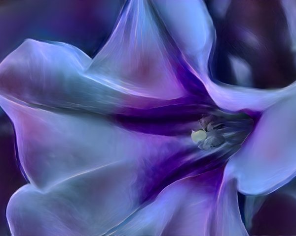 Close-up of a delicate flower with purple and blue petals