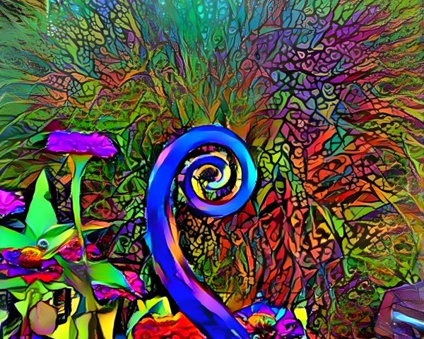 Vibrant Abstract Garden Scene with Bold Colors