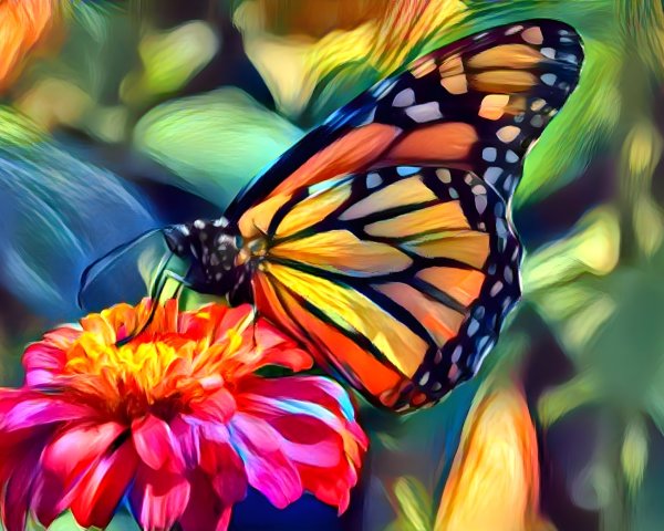 Monarch Butterfly on Colorful Flower in Nature Scene