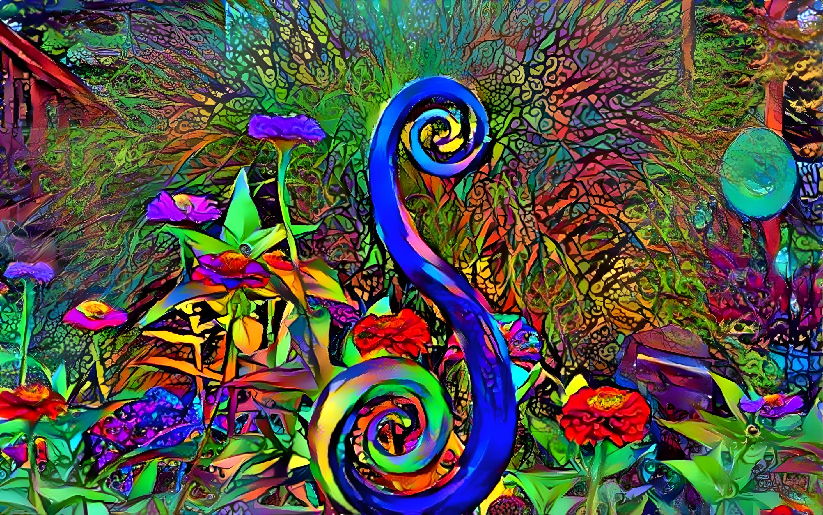 Abstract Nature Scene with Swirling Colors and Patterns