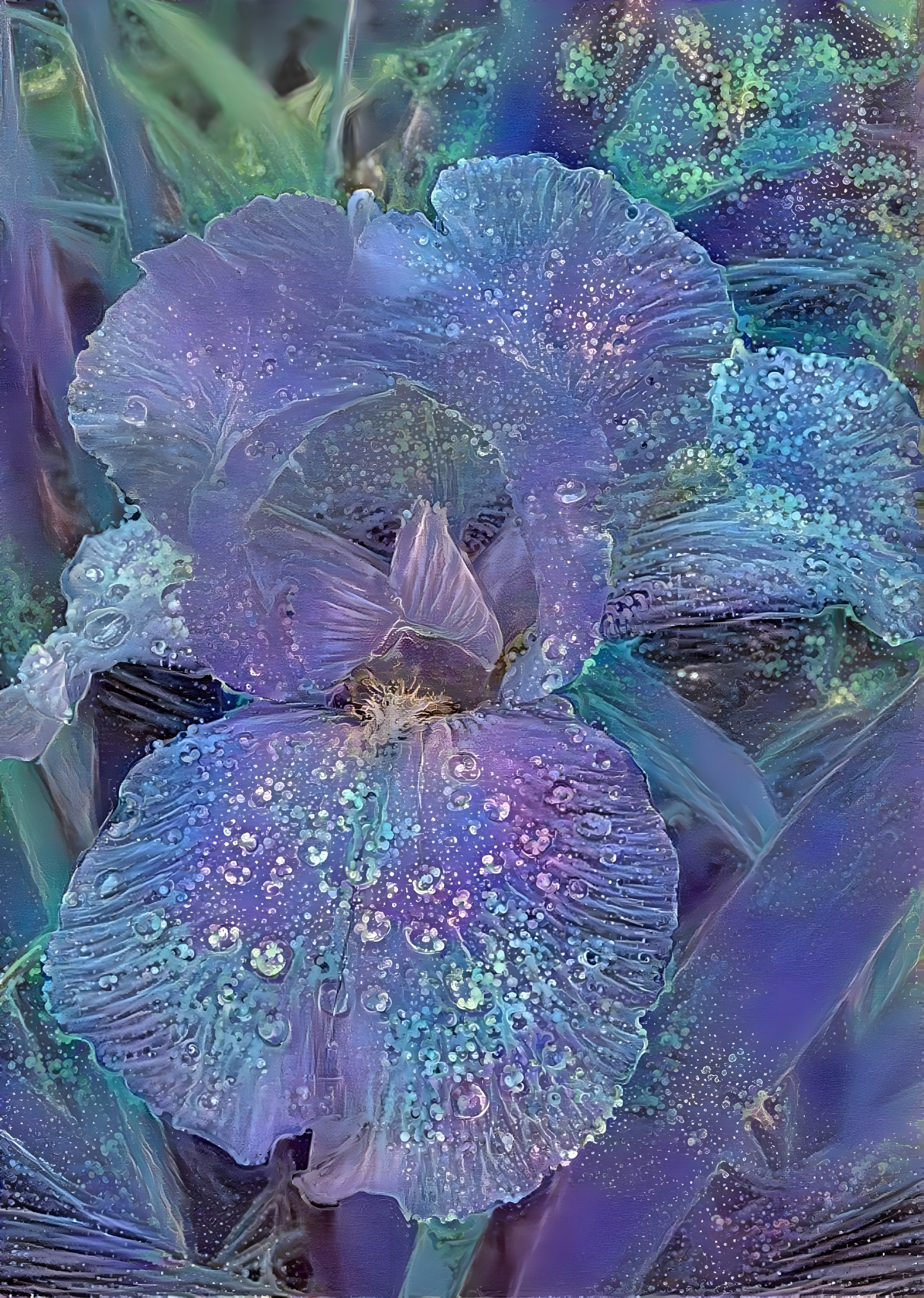Ethereal Flower with Iridescent Purple and Blue Hues