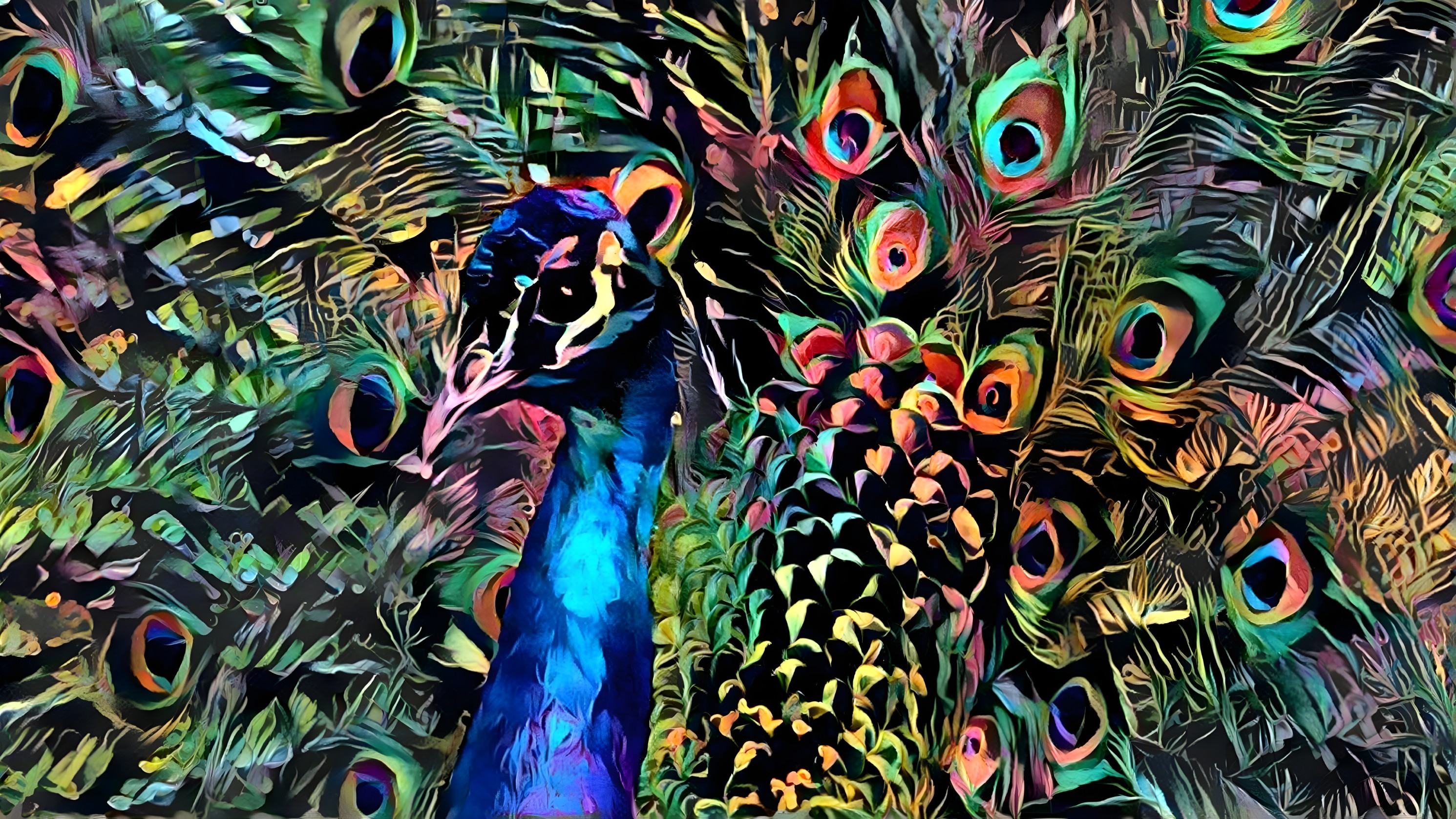 Vibrant Peacock with Colorful Intricate Plumage