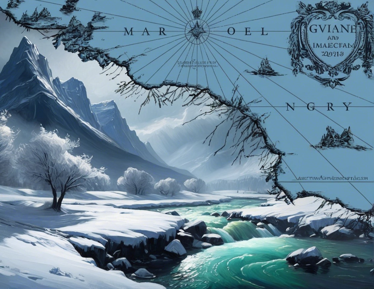 Serene Winter Landscape with Snow-Covered Mountains