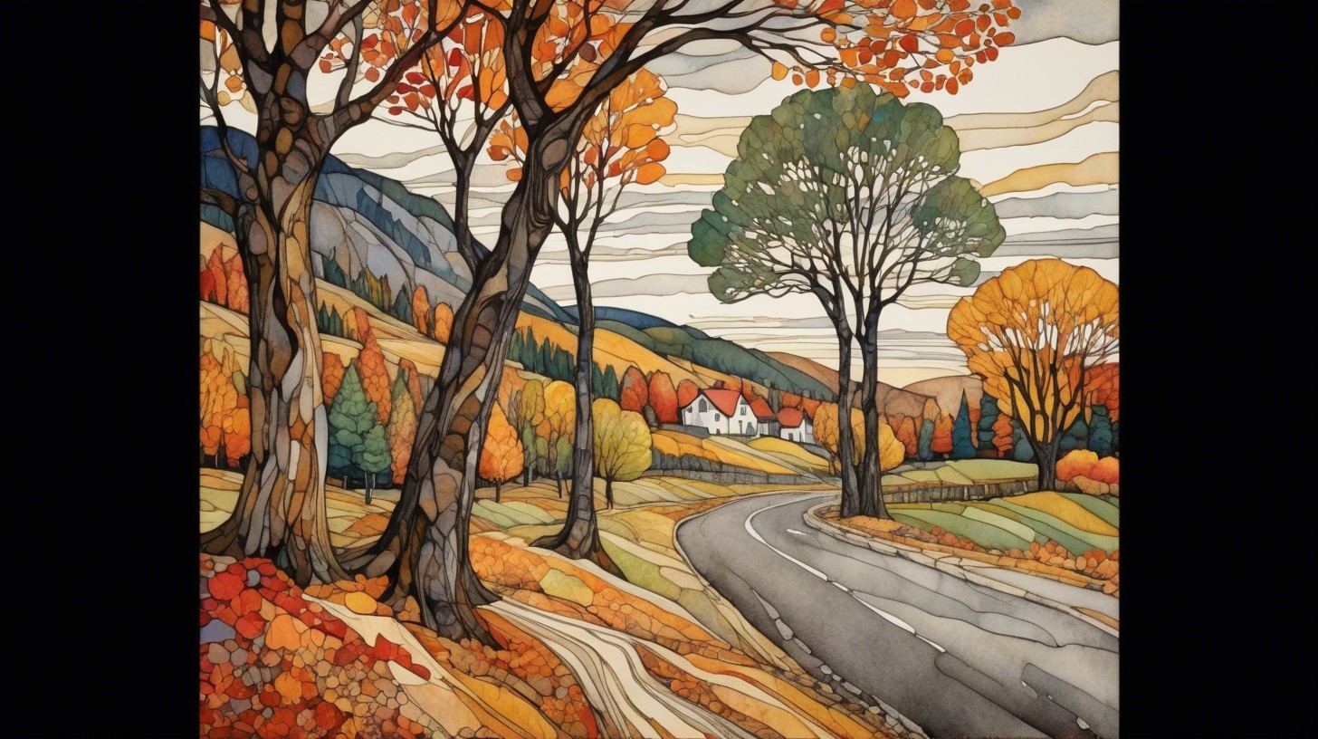 Autumn Landscape with Colorful Trees and Rolling Hills