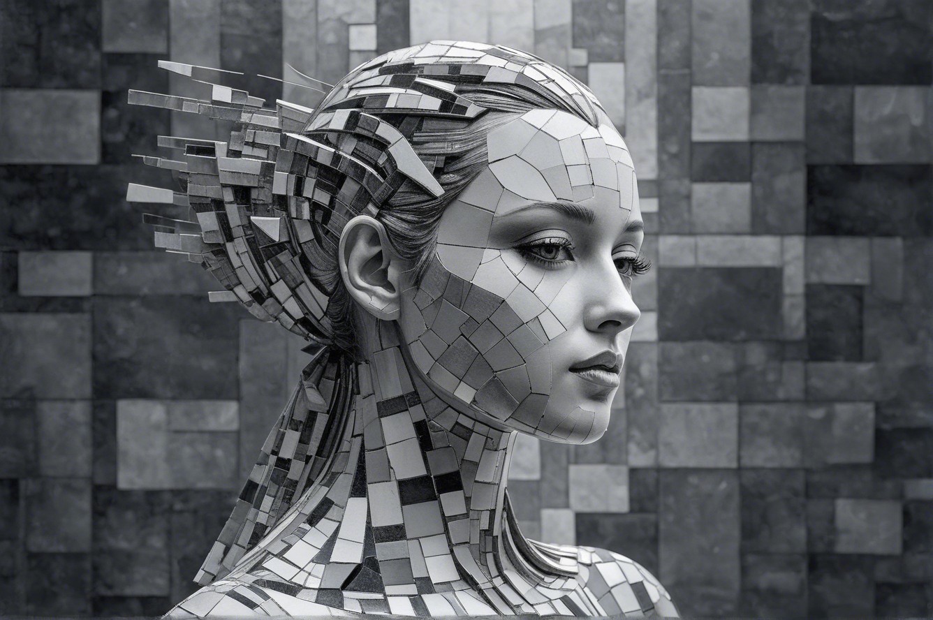 Abstract Monochromatic Sculpture of a Woman