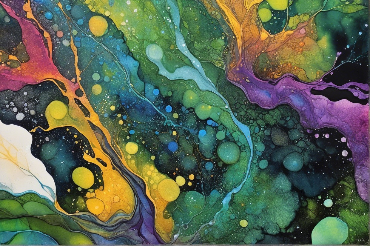 Vibrant Abstract Artwork with Fluid Color Patterns