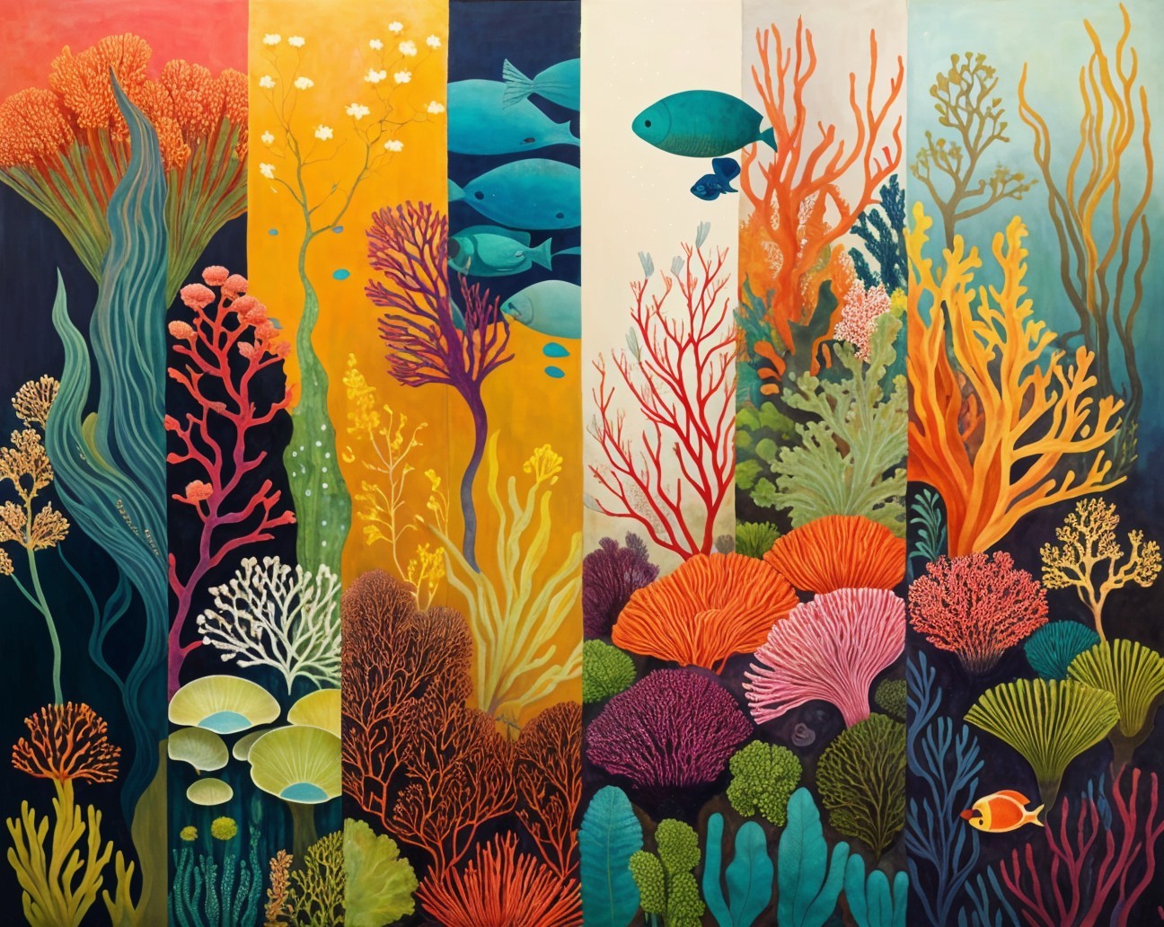 Vibrant Underwater Scene with Coral and Marine Life