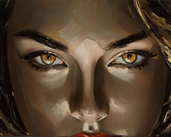 Close-Up Portrait of a Woman with Amber Eyes