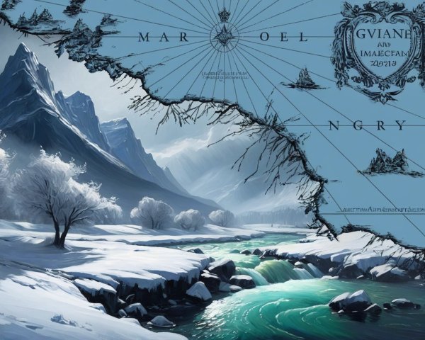 Serene Winter Landscape with Snow-Covered Mountains