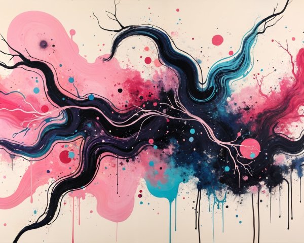 Vibrant Abstract Artwork with Fluid Shapes and Colors