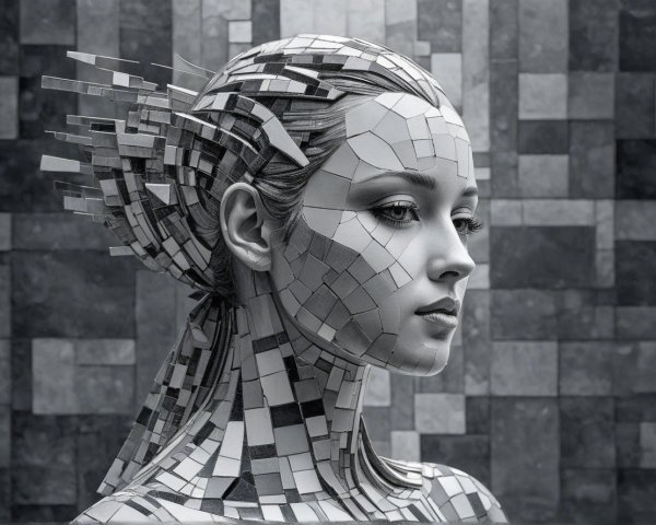 Abstract Monochromatic Sculpture of a Woman