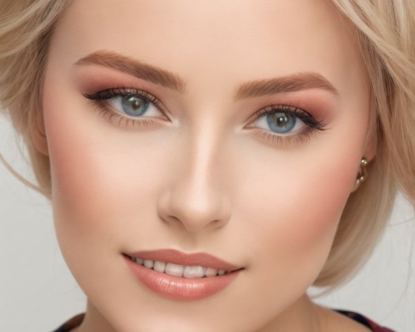 Blonde Woman with Elegant Makeup and Gentle Smile