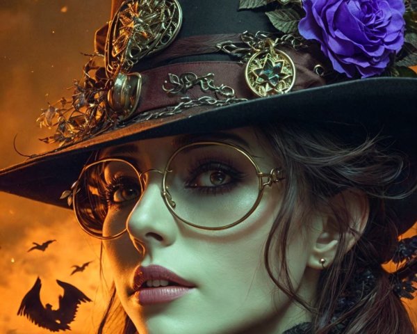 Steampunk Portrait of Woman in Unique Attire