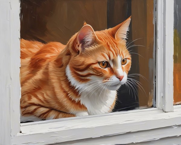 Orange Tabby Cat Resting on a Windowsill