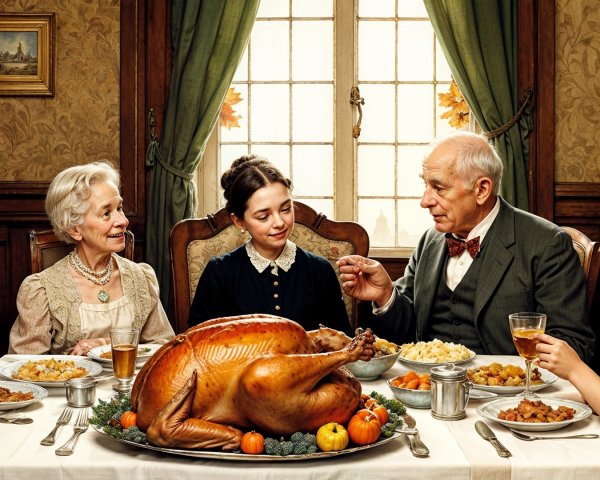 Family Gathering at a Festive Dining Table