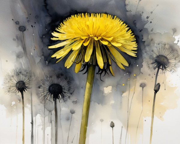 Vibrant Yellow Dandelion with Blurred Gray Background