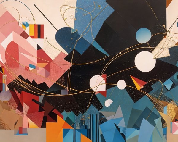 Vibrant Abstract Composition of Geometric Shapes and Colors