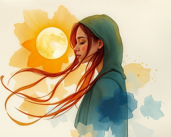 Ethereal Portrait of Young Woman with Red Hair