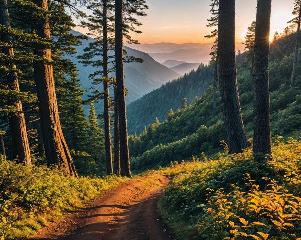 Serene Mountain Landscape with Winding Dirt Path