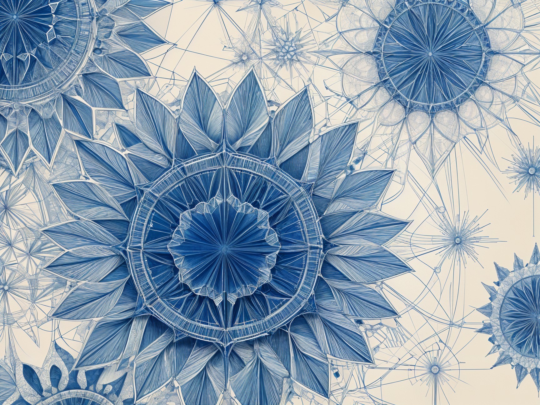 Intricate Floral Designs in Shades of Blue