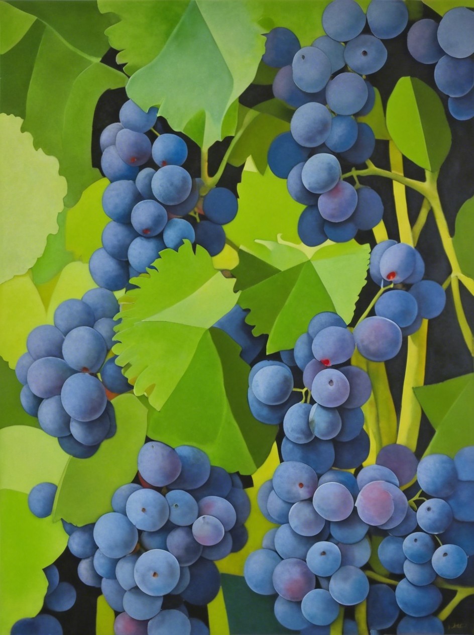 Vibrant Clusters of Ripe Purple Grapes and Green Leaves
