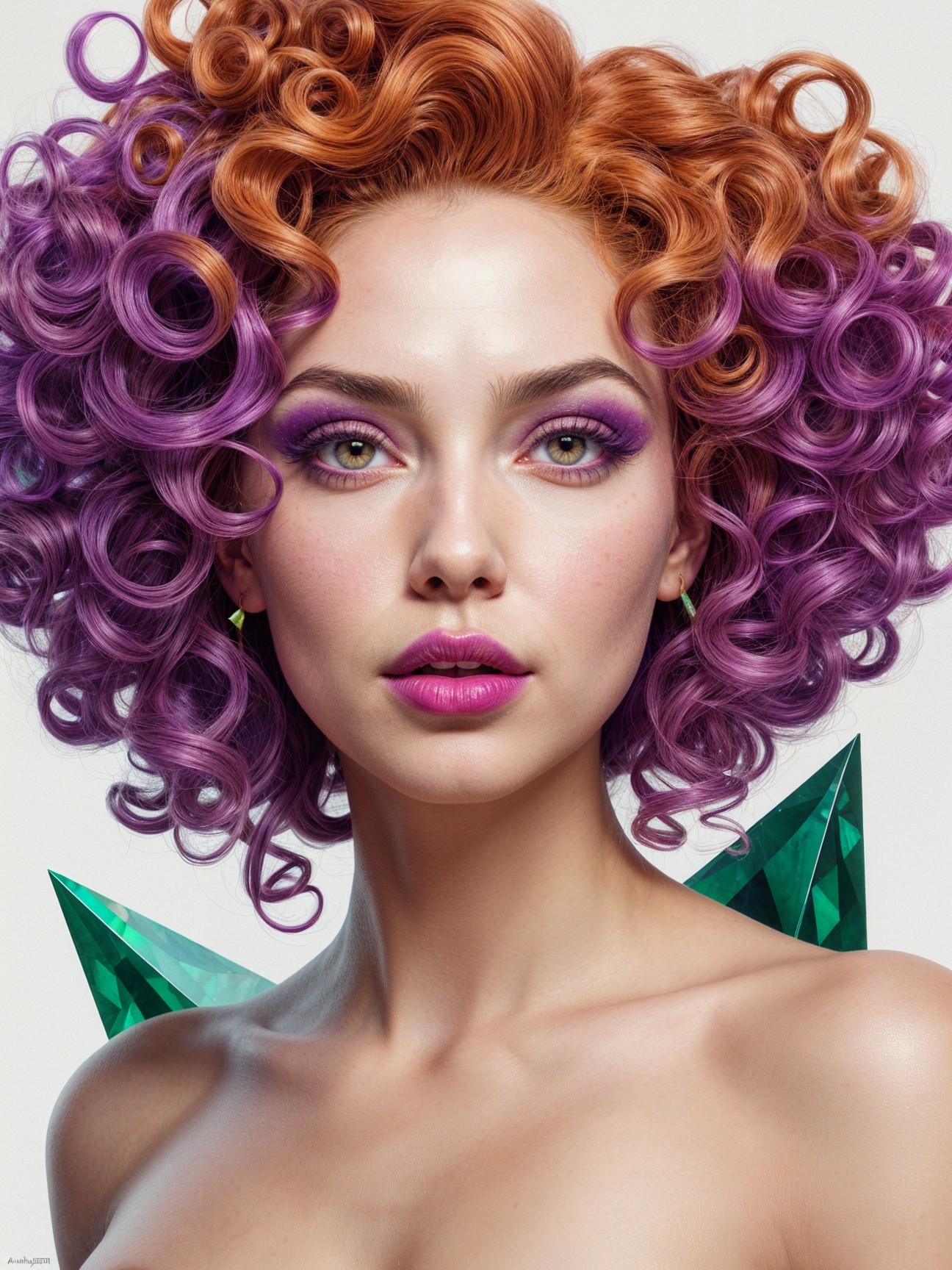 Vibrant Portrait of Model with Colorful Hair and Makeup