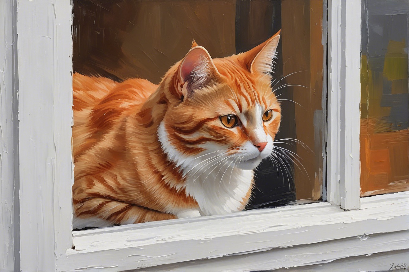 Orange Tabby Cat Resting on a Windowsill