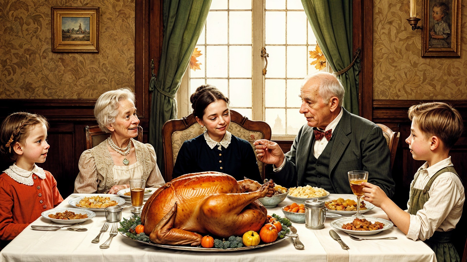 Family Gathering at a Festive Dining Table