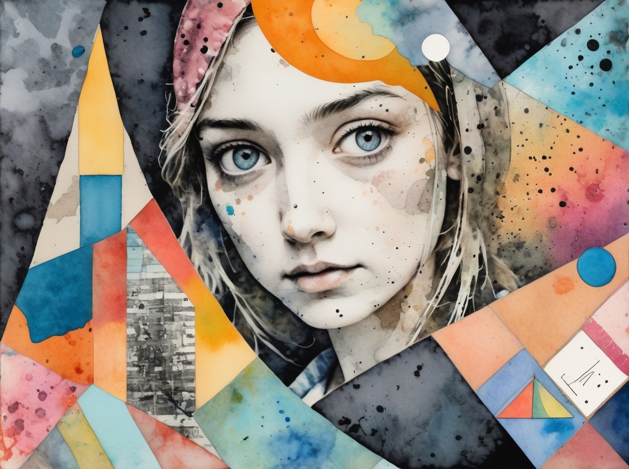 Watercolor Portrait of a Girl with Blue Eyes