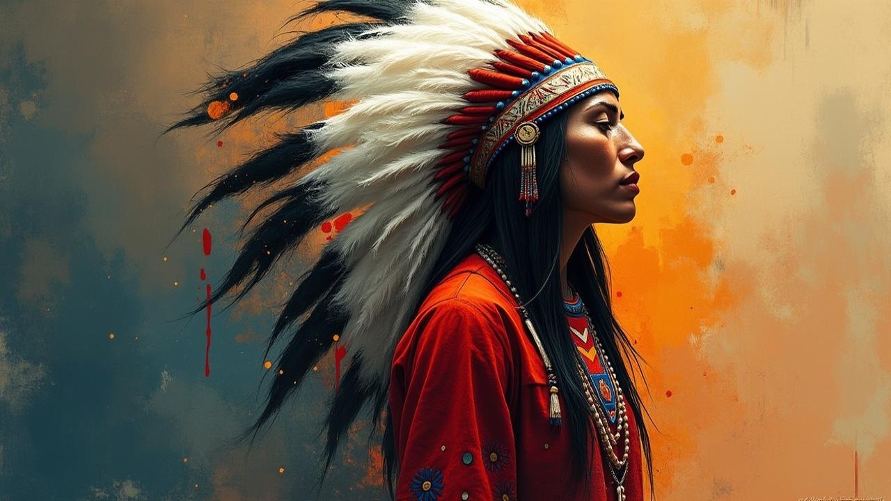 Profile of Woman in Traditional Native American Attire