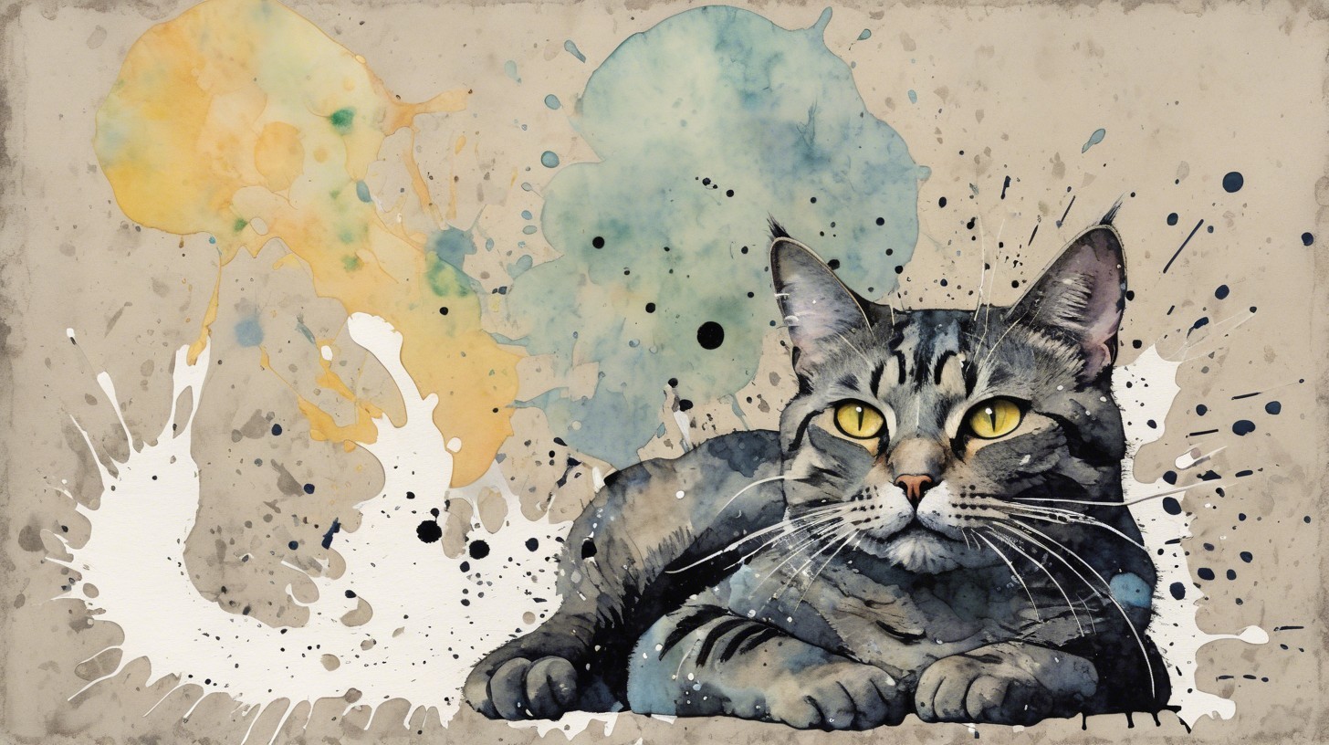 Tabby Cat with Yellow Eyes on Textured Background