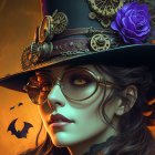 Steampunk Portrait of Woman in Unique Attire